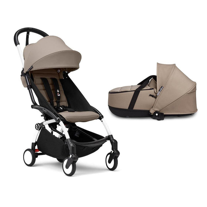 Stokke YOYO3 Stroller Bassinet Bundle-Strollers-Taupe-White | Natural Baby Shower