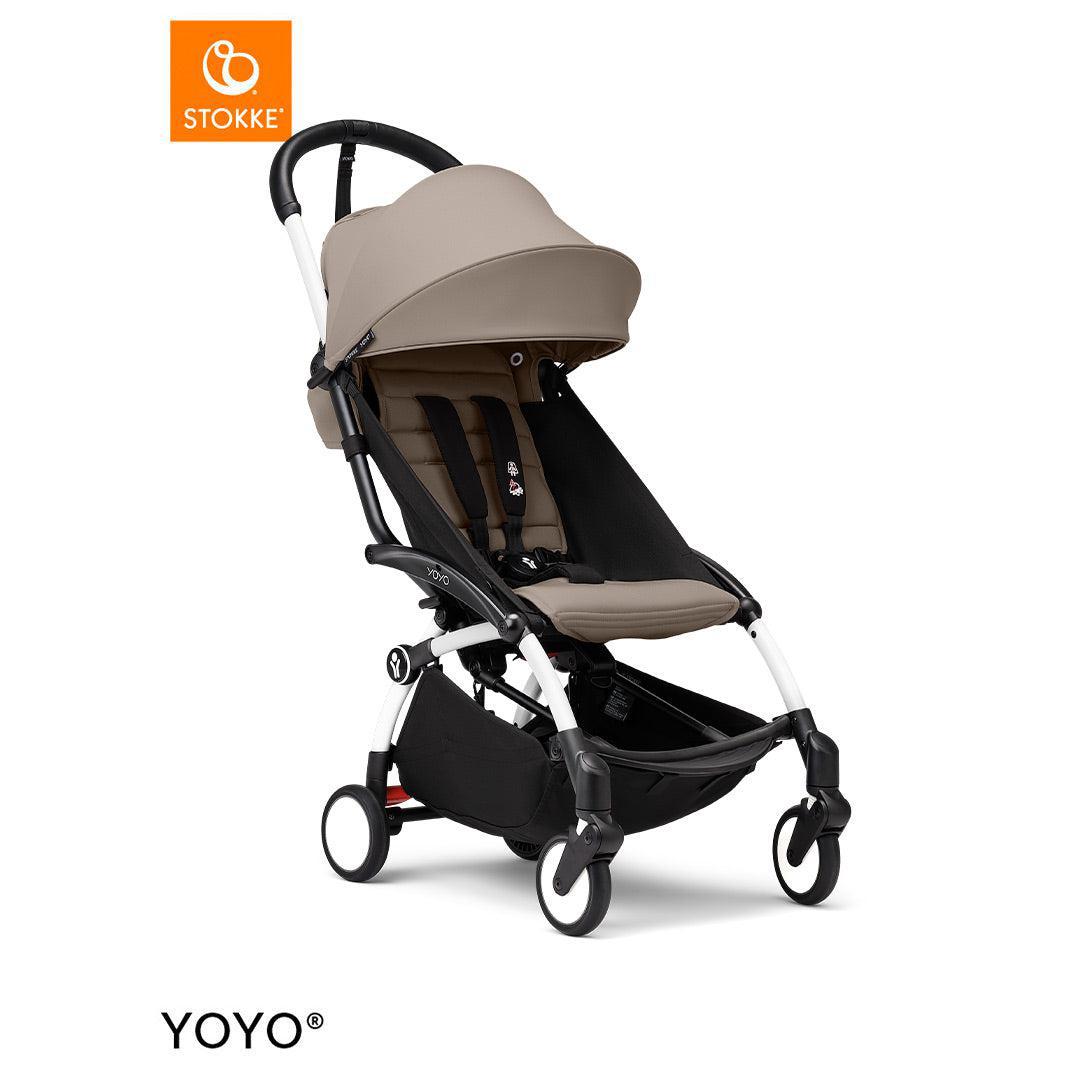 stokke-yoyo-taupe-white-frame-flat | Natural Baby Shower