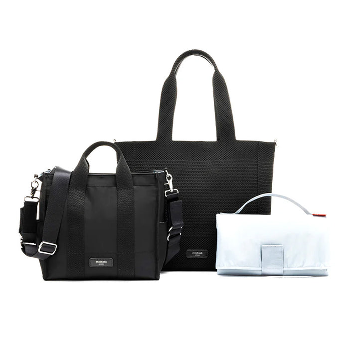 Storksak Thea Tote + Compact Changing Bag - Black-Changing Bags-Black-27L | Natural Baby Shower