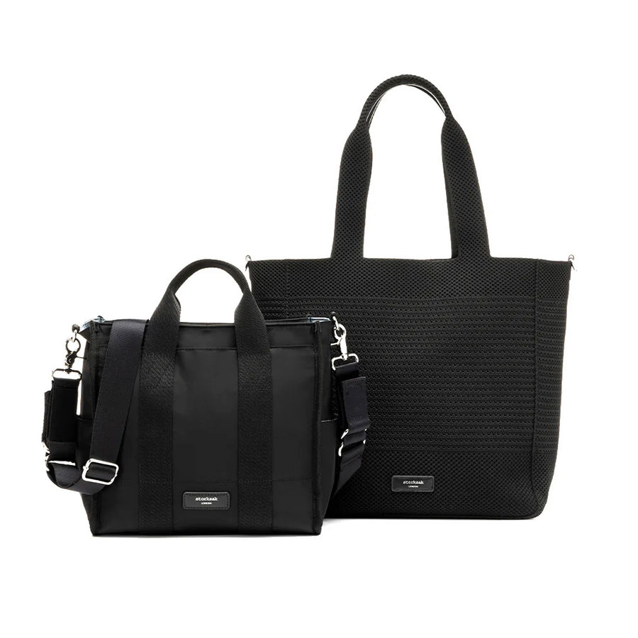 Storksak Thea Tote + Compact Changing Bag - Black-Changing Bags-Black-27L | Natural Baby Shower