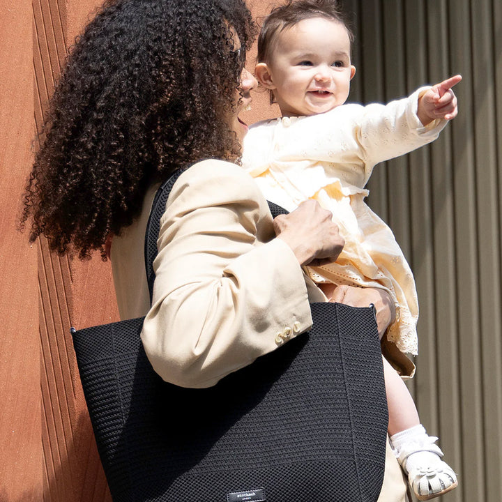 Storksak Thea Tote + Compact Changing Bag - Black-Changing Bags-Black-27L | Natural Baby Shower