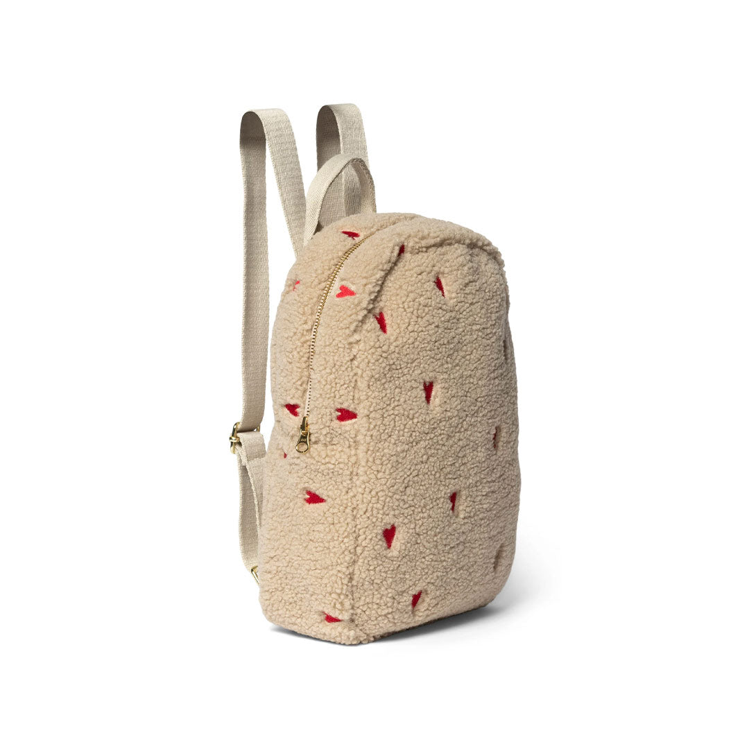 Studio Noos Teddy Hearts Mini Backpack - Ecru-Changing Bags-Ecru-one size | Natural Baby Shower