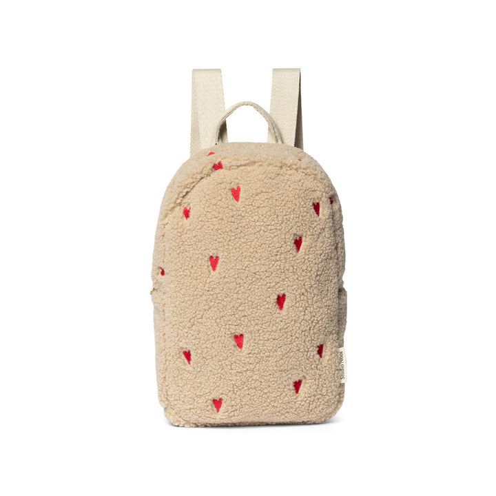 Studio Noos Teddy Hearts Mini Backpack - Ecru-Changing Bags-Ecru-one size | Natural Baby Shower