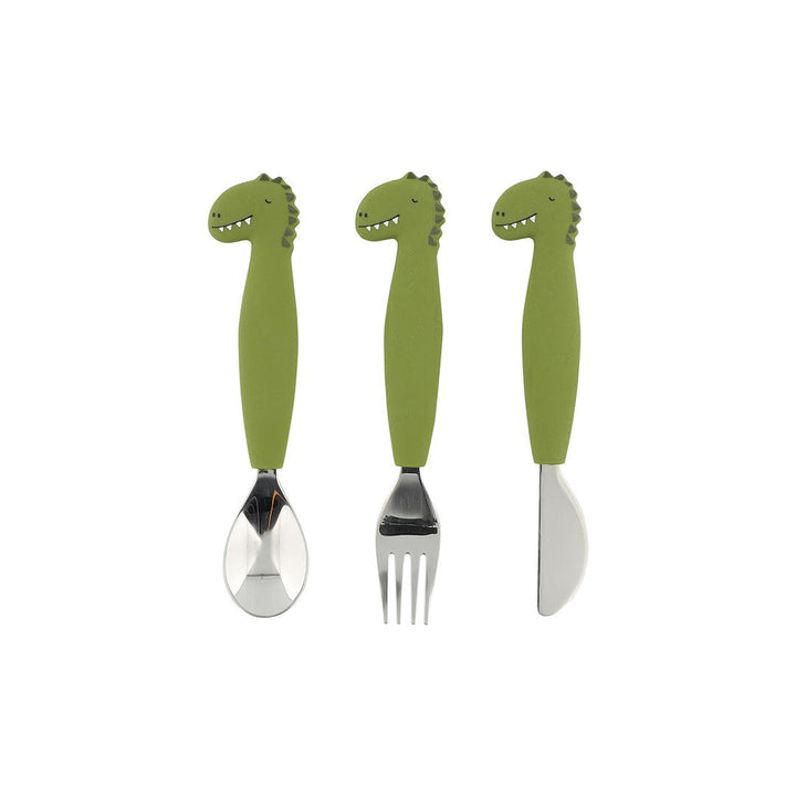 Trixie Silicone Cutlery Set - 3 Pack - Mr Dino-Cutlery-Mr Dino- | Natural Baby Shower