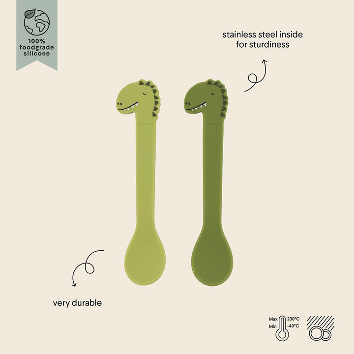 Trixie Silicone Spoon - 2 Pack - Mr Dino-Cutlery-Mr Dino- | Natural Baby Shower