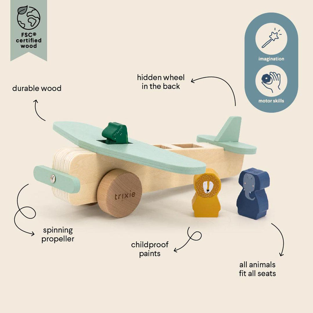 Trixie Wooden Animal Airplane-Stacking Toys- | Natural Baby Shower