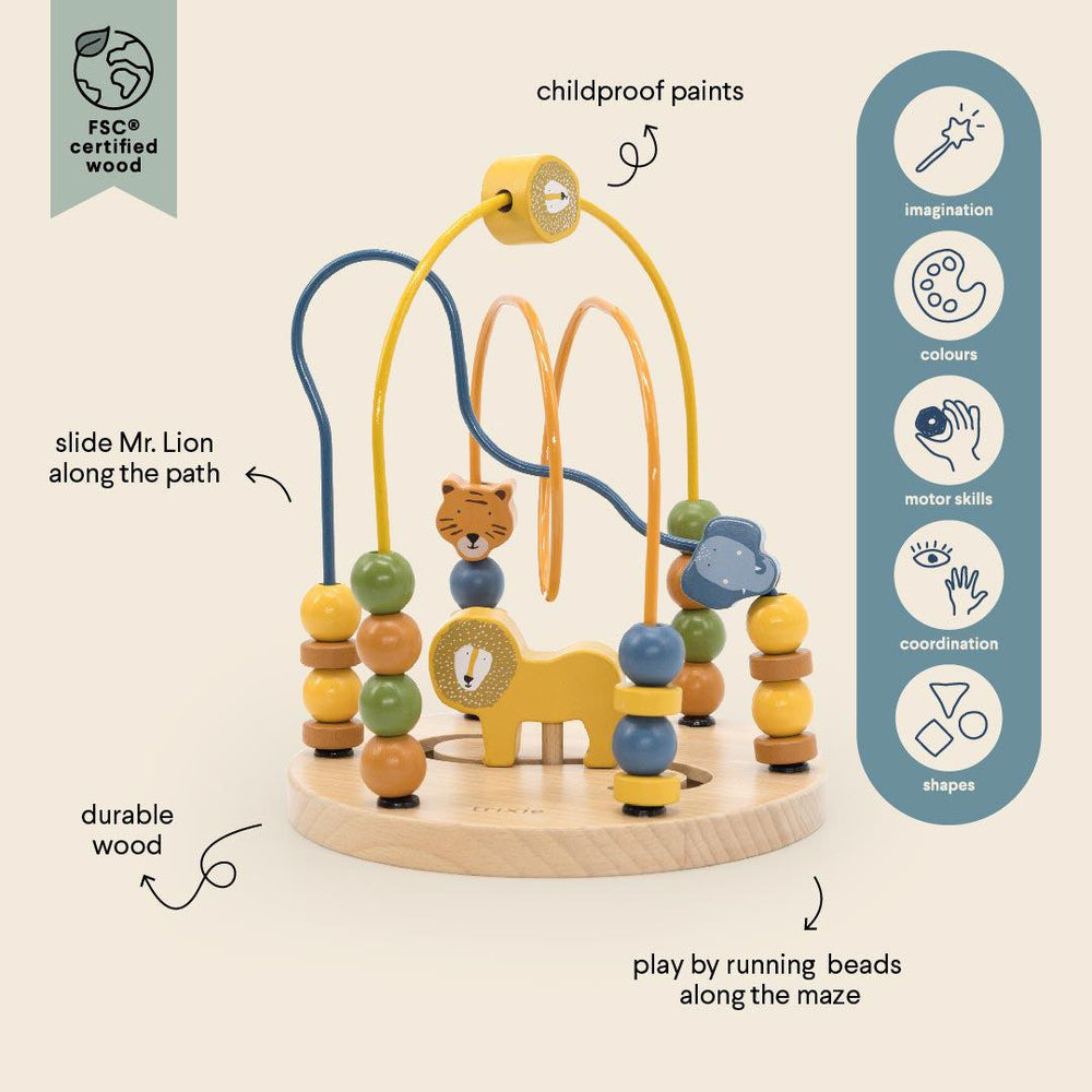 Trixie Wooden Animal Beads Maze-Puzzles + Games- | Natural Baby Shower