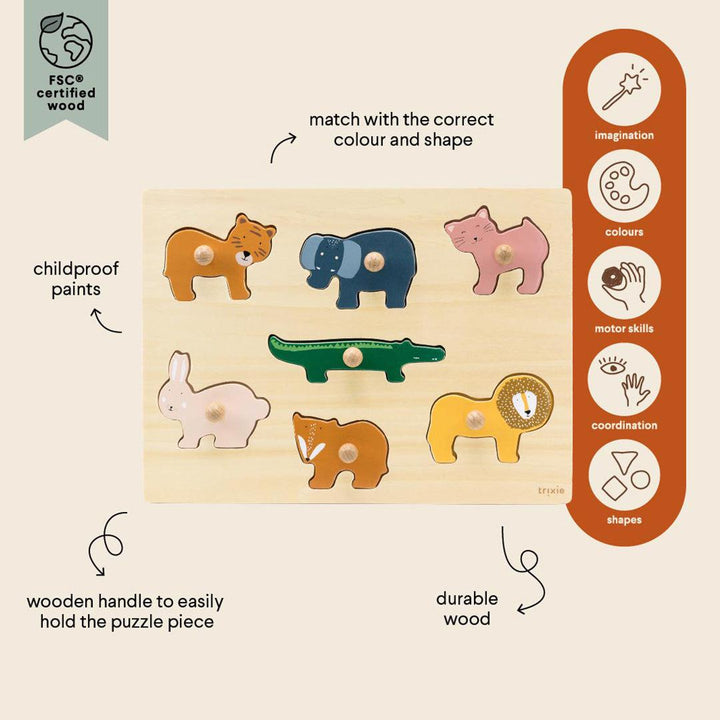 Trixie Wooden Animal Puzzle-Puzzles + Games- | Natural Baby Shower