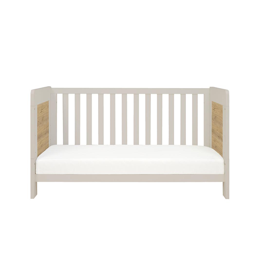 Tutti Bambini Essentials Alba Mini Cot Bed - White Sand / Distressed Oak-Cot Beds-White Sand / Distressed Oak- | Natural Baby Shower