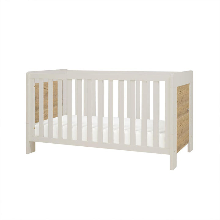 Tutti Bambini Essentials Alba Mini Cot Bed - White Sand / Distressed Oak-Cot Beds-White Sand / Distressed Oak- | Natural Baby Shower