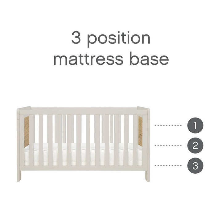 Tutti Bambini Essentials Alba Mini Cot Bed - White Sand / Distressed Oak-Cot Beds-White Sand / Distressed Oak- | Natural Baby Shower