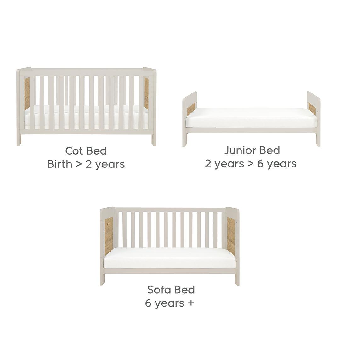 Tutti Bambini Essentials Alba Cot Bed - White Sand/ Distressed Oak-Cot Beds-White Sand / Distressed Oak- | Natural Baby Shower