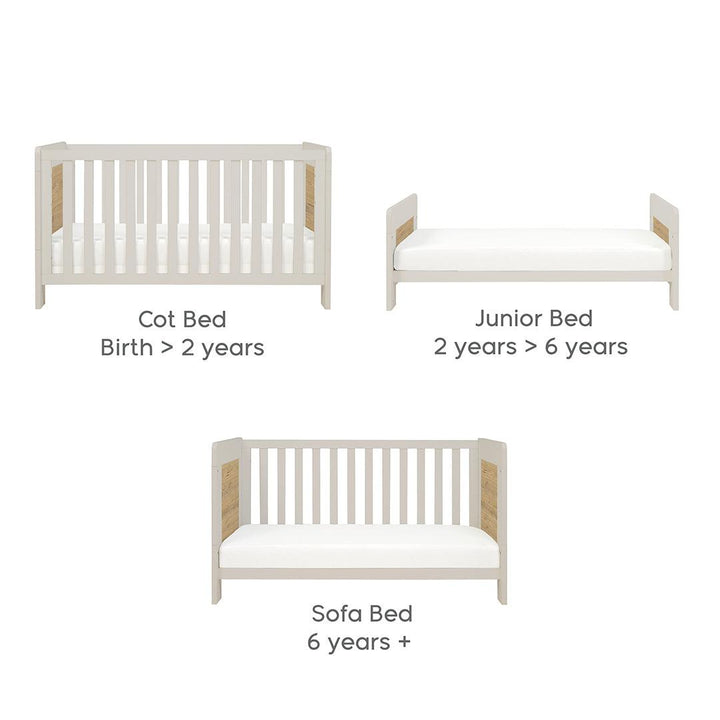 Tutti Bambini Essentials Alba Cot Bed - White Sand/ Distressed Oak-Cot Beds-White Sand / Distressed Oak- | Natural Baby Shower