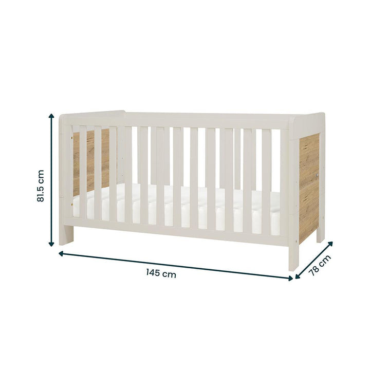 Tutti Bambini Essentials Alba Cot Bed - White Sand/ Distressed Oak-Cot Beds-White Sand / Distressed Oak- | Natural Baby Shower