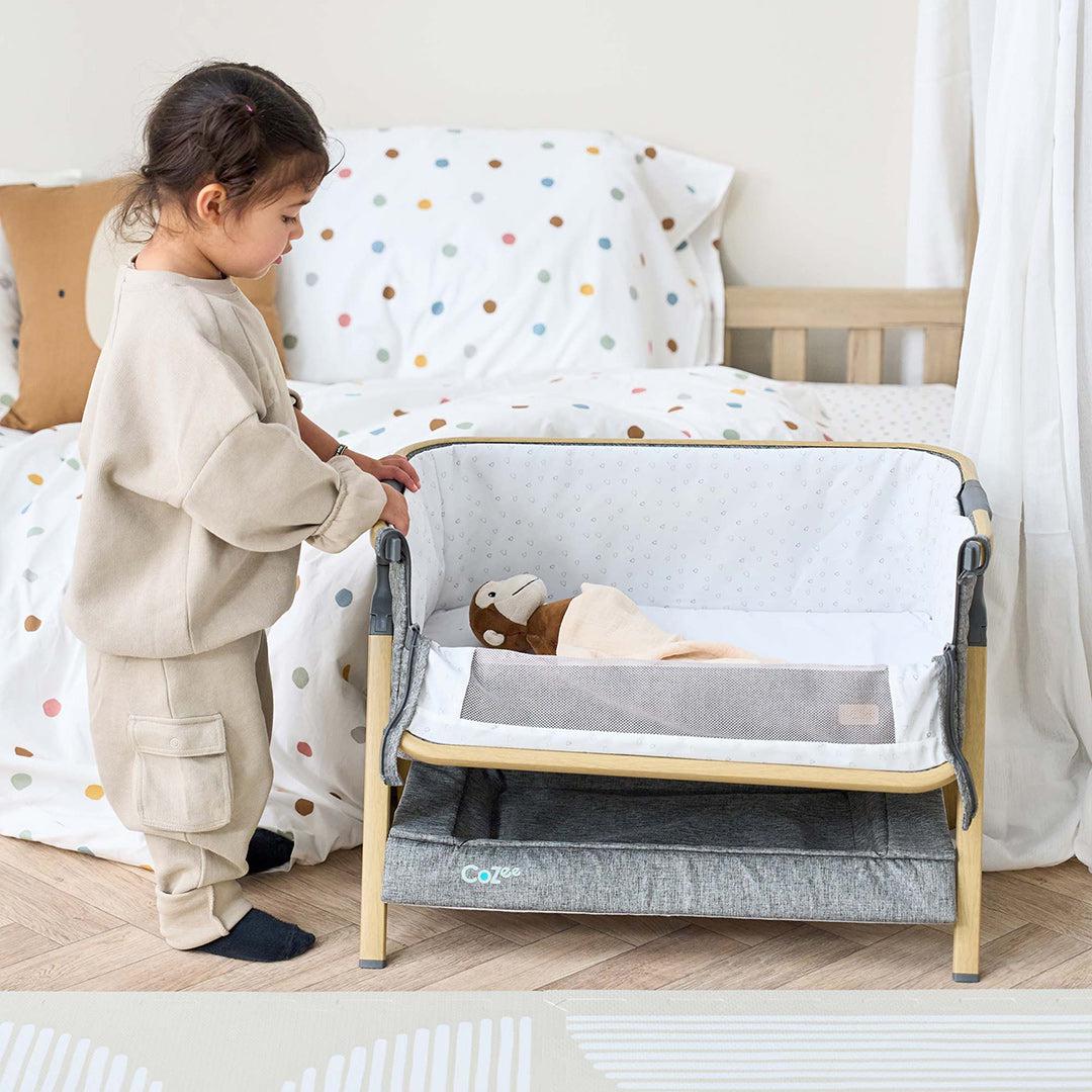 Tutti Bambini Cozee Mini Me Play Crib - Oak/Charcoal-Cribs-Oak/Charcoal-One Size | Natural Baby Shower