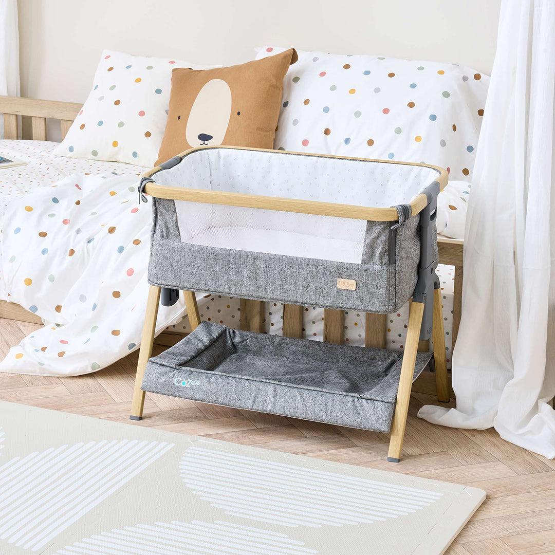 Tutti Bambini Cozee Mini Me Play Crib - Oak/Charcoal-Cribs-Oak/Charcoal-One Size | Natural Baby Shower