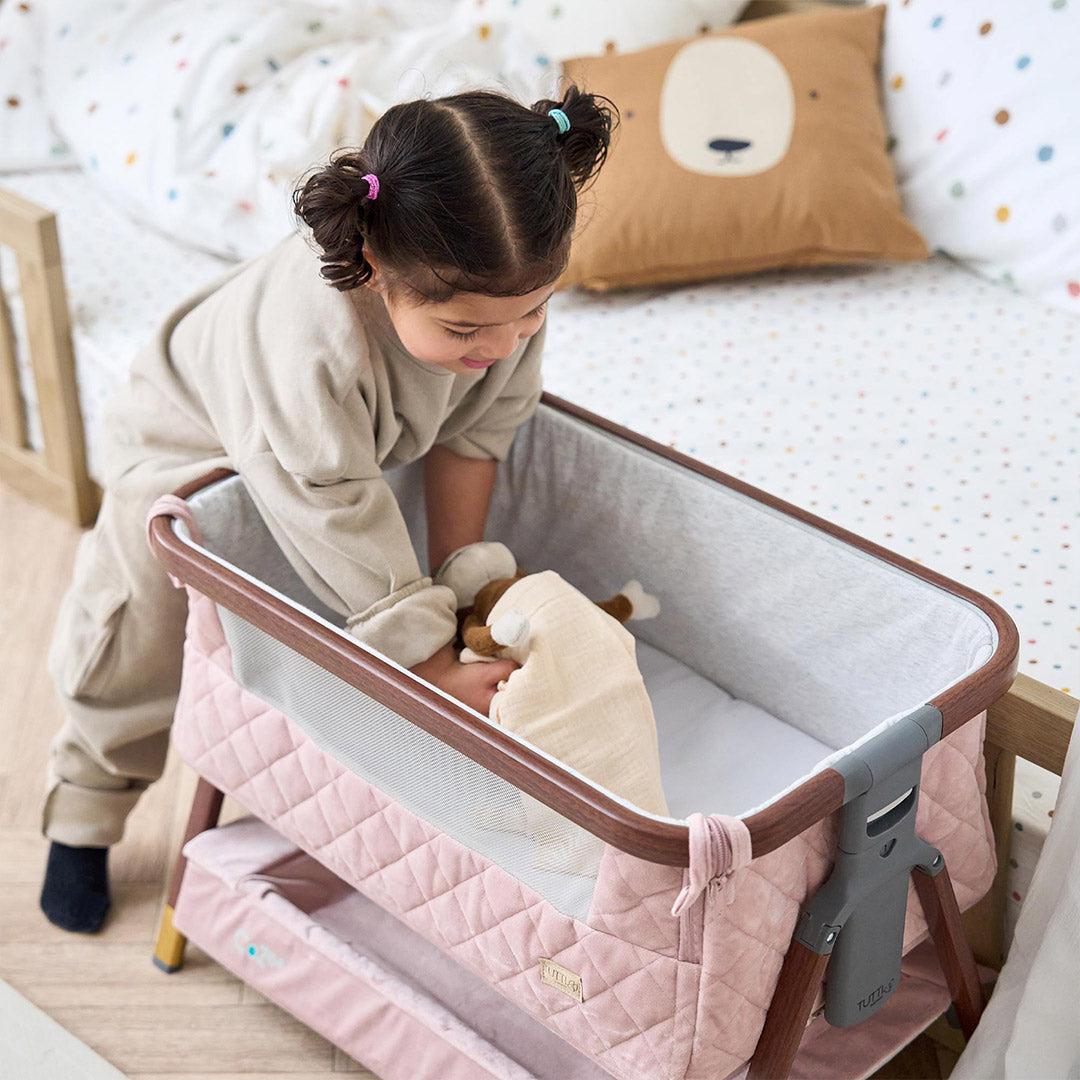 Tutti Bambini Cozee Luxe Mini Me Crib - Walnut/Blush-Cribs-Walnut/Blush-One Size | Natural Baby Shower