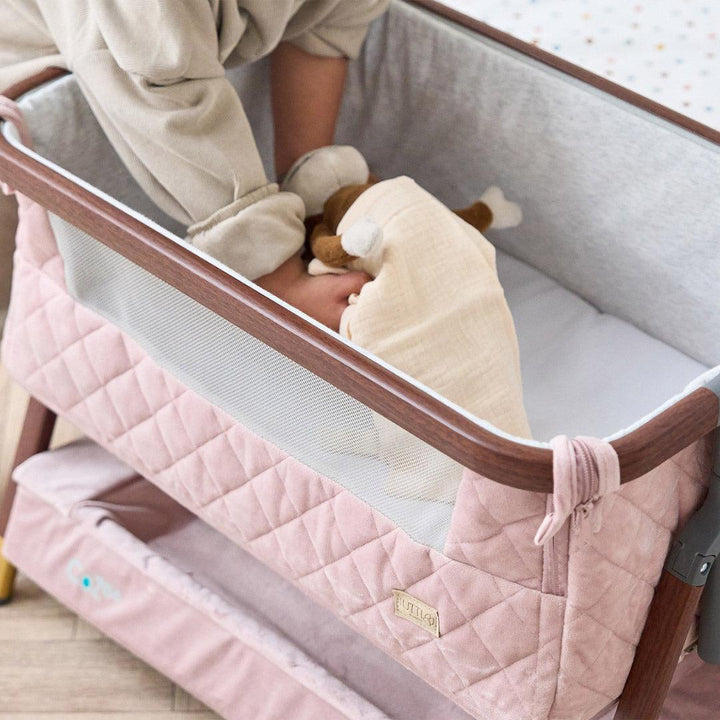 Tutti Bambini Cozee Luxe Mini Me Crib - Walnut/Blush-Cribs-Walnut/Blush-One Size | Natural Baby Shower