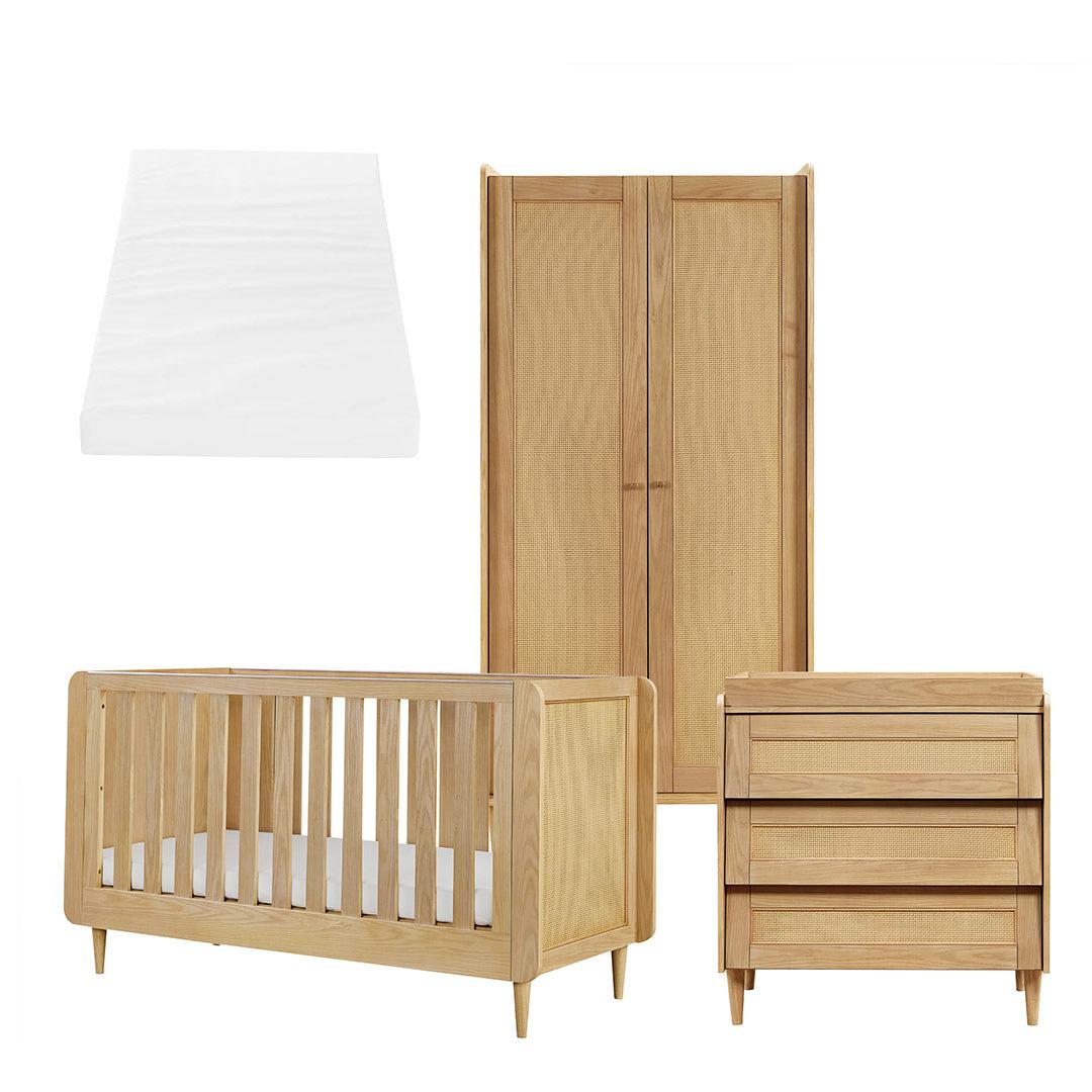 Tutti Bambini Japandi 3 Piece Room Set - Light Oak-Nursery Sets-Light Oak-Tutti Bambini Eco Fibre Deluxe Cot Bed Mattress | Natural Baby Shower