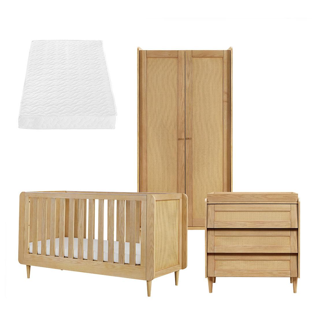 Tutti Bambini Japandi 3 Piece Room Set - Light Oak-Nursery Sets-Light Oak-Tutti Bambini Pocket Sprung Cot Bed Mattress | Natural Baby Shower