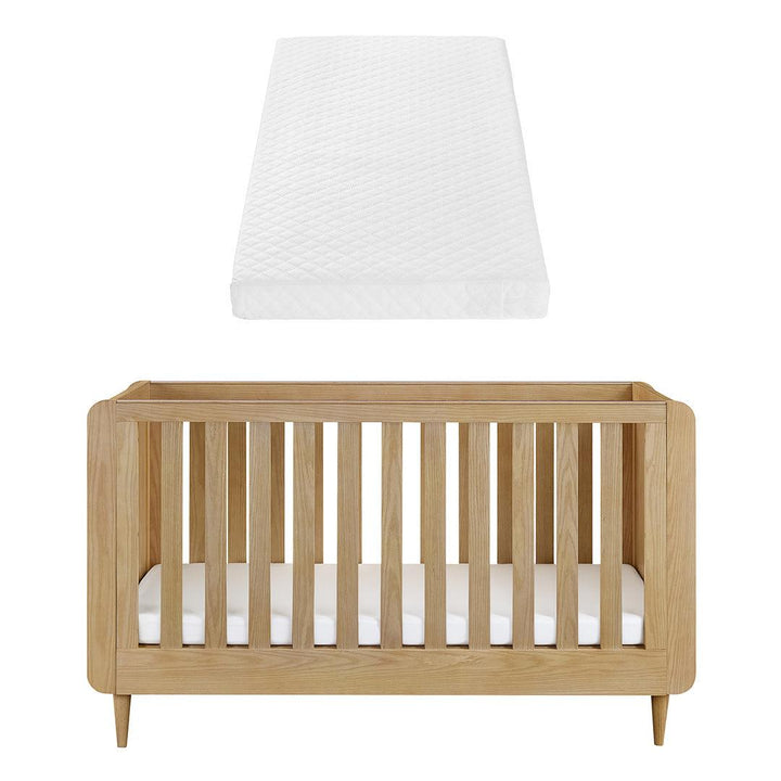 Tutti Bambini Japandi Cot Bed - Light Oak-Cot Beds-Light Oak-Tutti Bambini Sprung Cot Bed Mattress | Natural Baby Shower