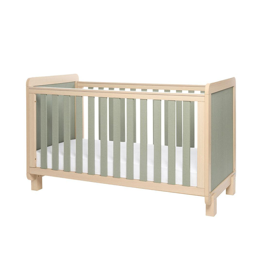 Tutti Bambini Kuba Cot Bed - Pickled Oak / Sage Weave-Cot Beds-Golden Oak / Sage Weave-Cot Bed | Natural Baby Shower