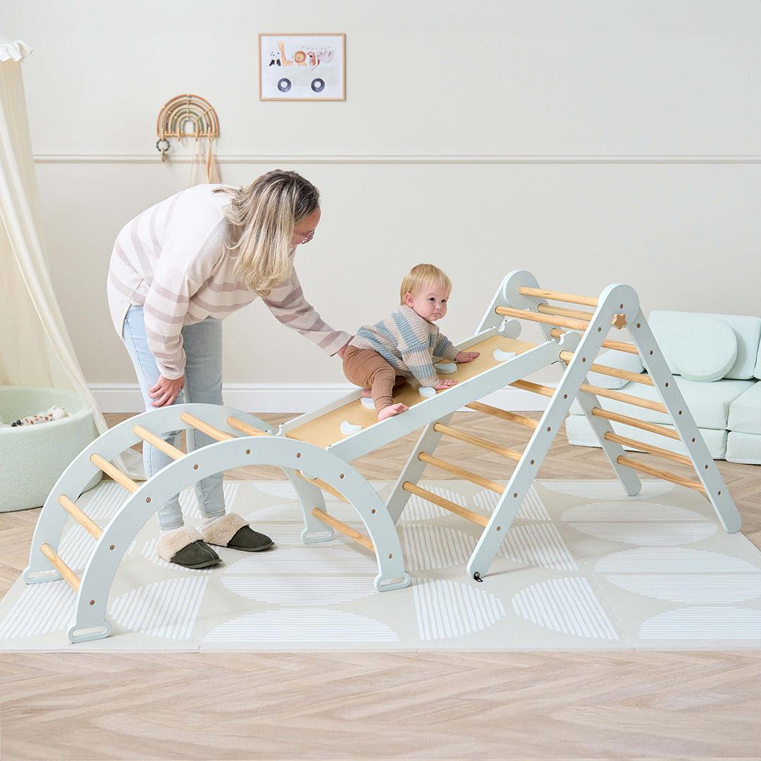 Tutti Bambini Scala Montessori 3 In 1 Pikler Climbing Frame With Climbing Wall - Sea Mist-Outdoor Play-Sea Mist-One Size | Natural Baby Shower