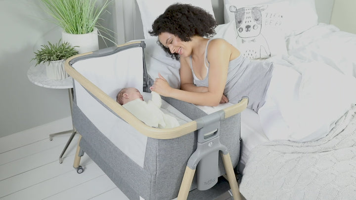 Tutti Bambini CoZee Air Bedside Crib - Oak and Charcoal