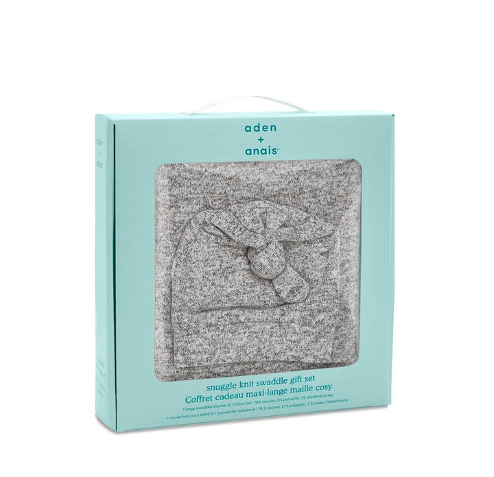 aden + anais Snuggle Knit Swaddle Gift Set - Heather Grey-Swaddling Wraps-One Size-Heather Grey | Natural Baby Shower