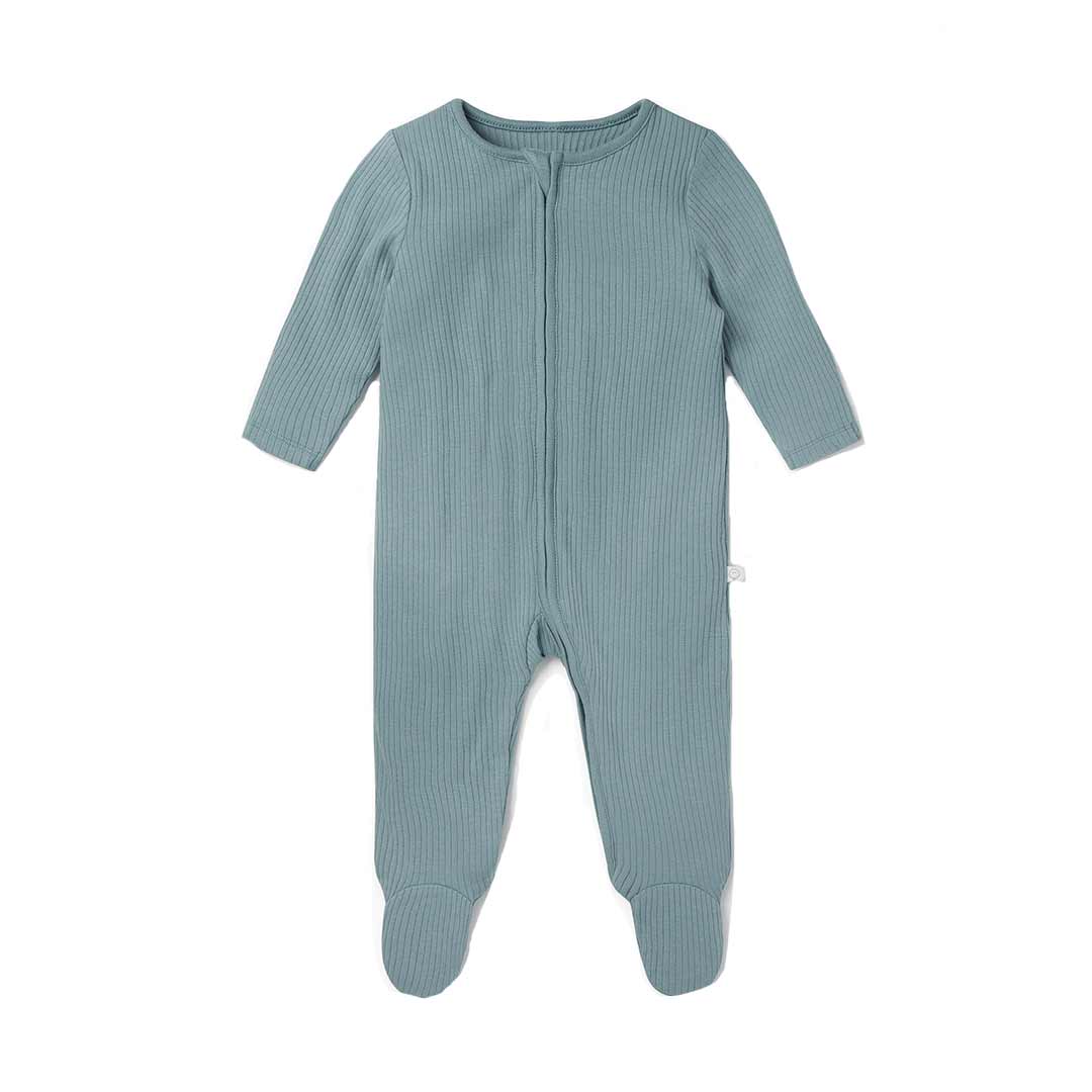 MORI Ribbed Zip-Up Sleepsuit - Sky | Natural Baby Shower