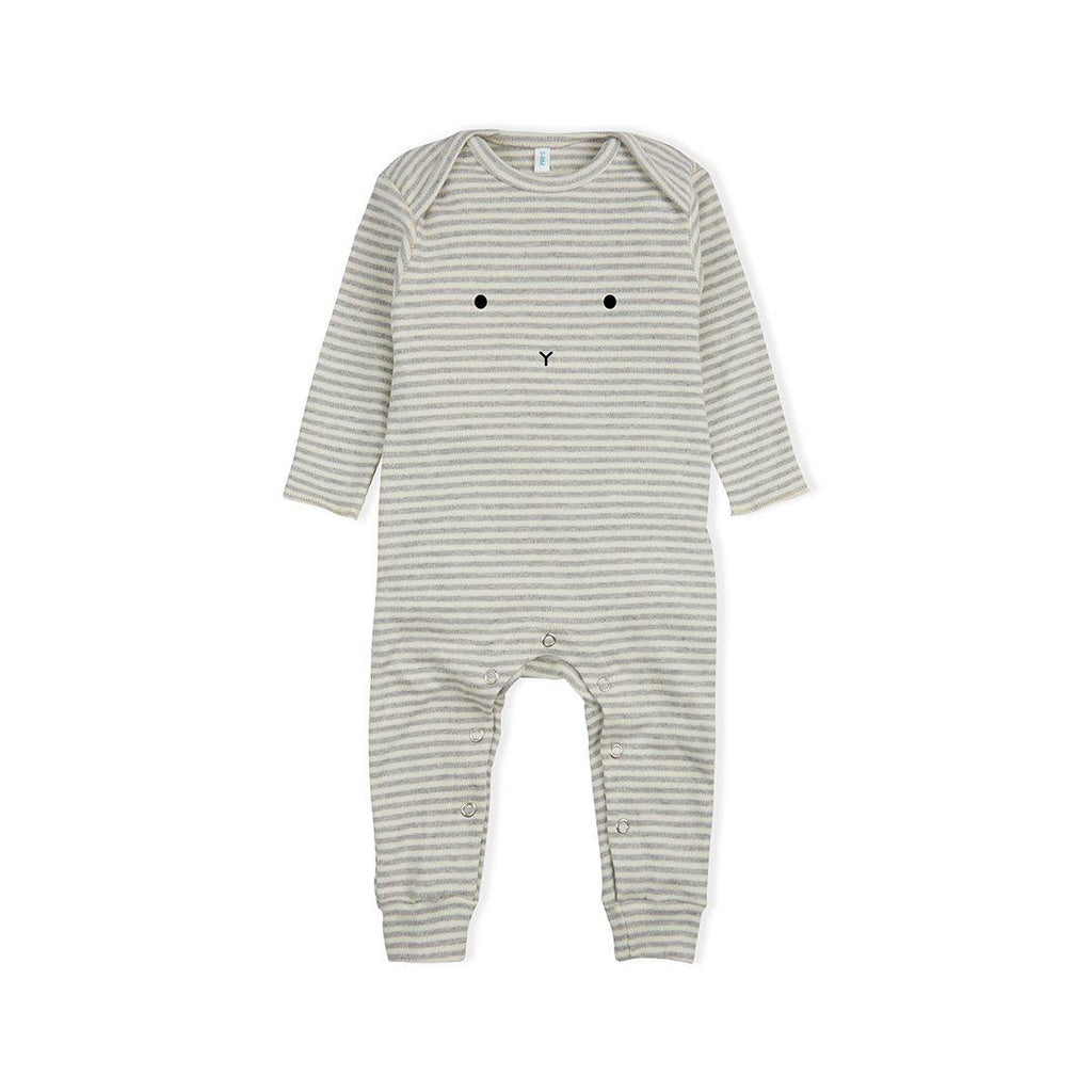 Organic Zoo Bunny Playsuit in Grey Stripes | Natural Baby Shower