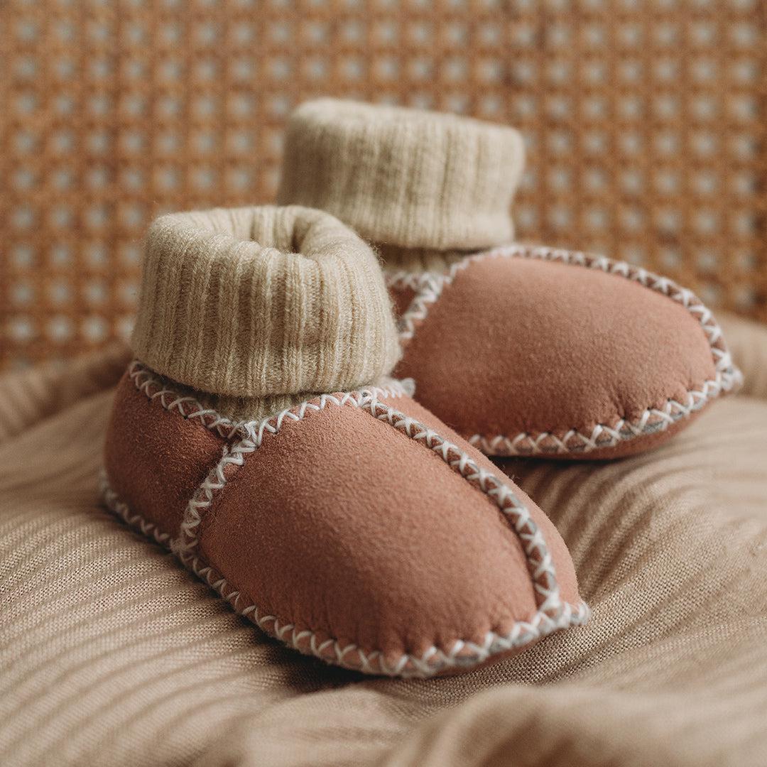 Heitmann Lambskin Sock Booties - Rose-Booties-0-6m-Rose | Natural Baby Shower