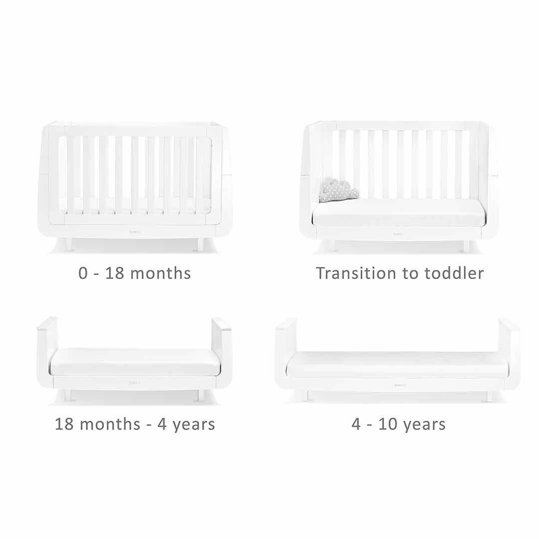 SnuzKot Mode Cot Bed - White-Cot Beds-White-No Mattress | Natural Baby Shower