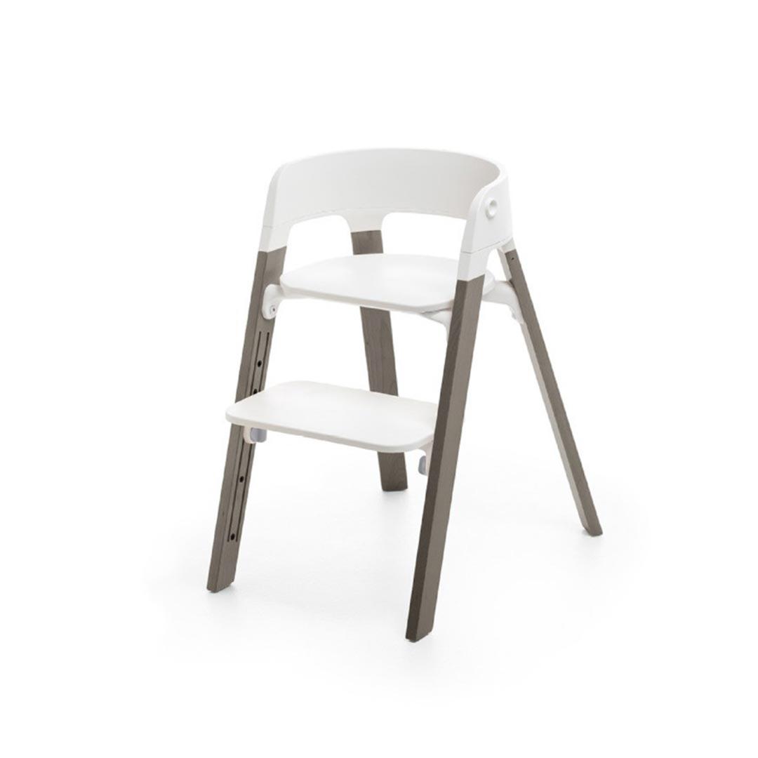 Stokke Steps Chair - White + Hazy Grey-Highchairs-White + Hazy Grey-No Bouncer | Natural Baby Shower