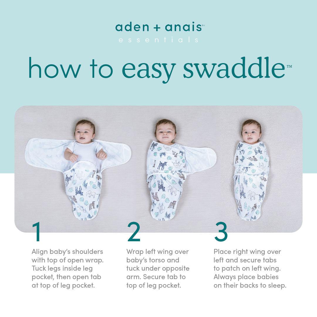 aden anais Essentials Easy Swaddle Wrap Dino-rama 0-3m