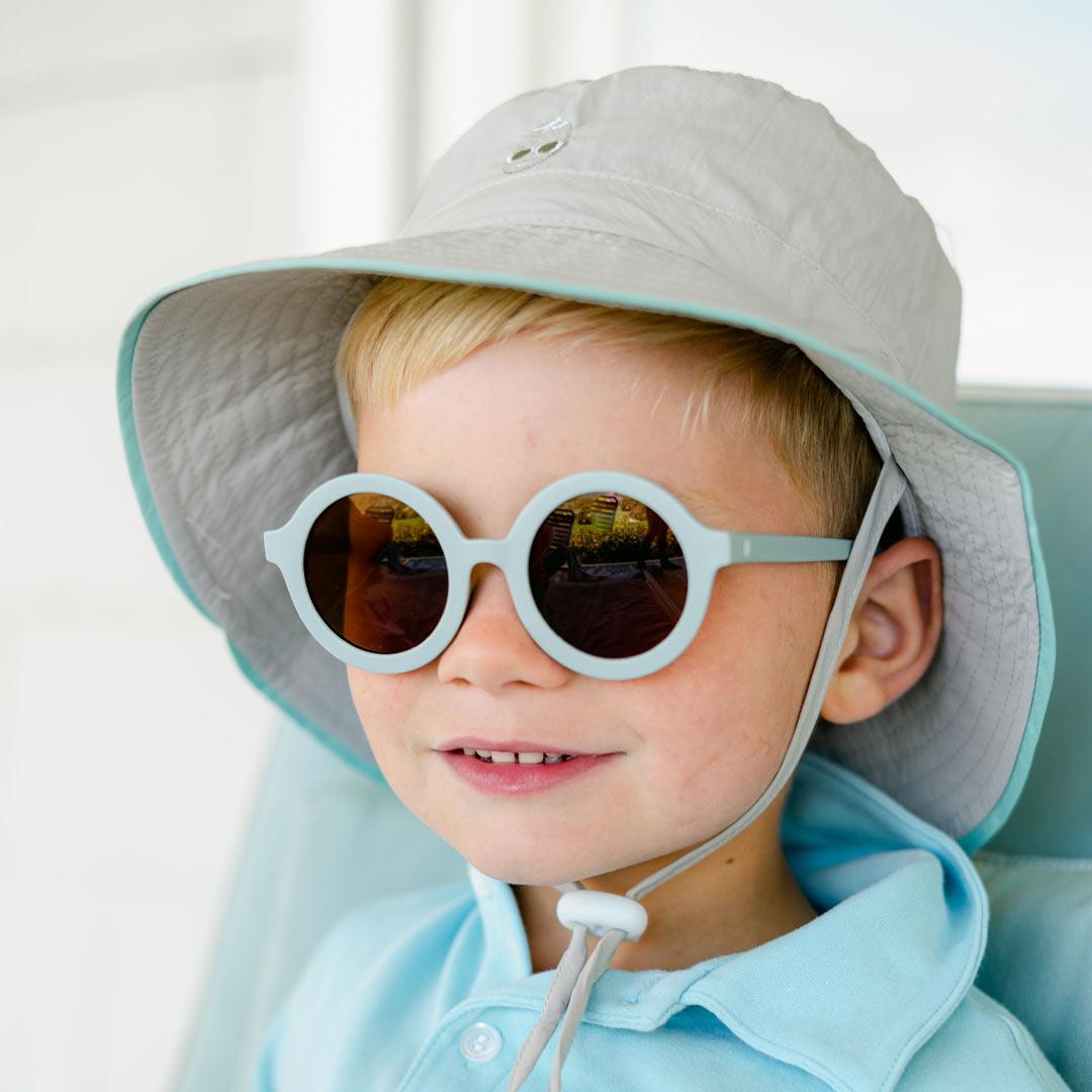 Soft Sun Hat, Grey & Soft Aqua Baby Hat - UPF 50+