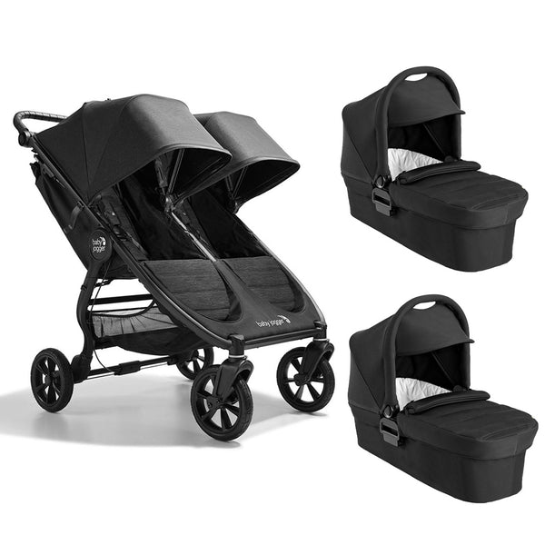 Baby Jogger City Mini GT2 Double Pushchair Carrycot Bundle Opulent Black