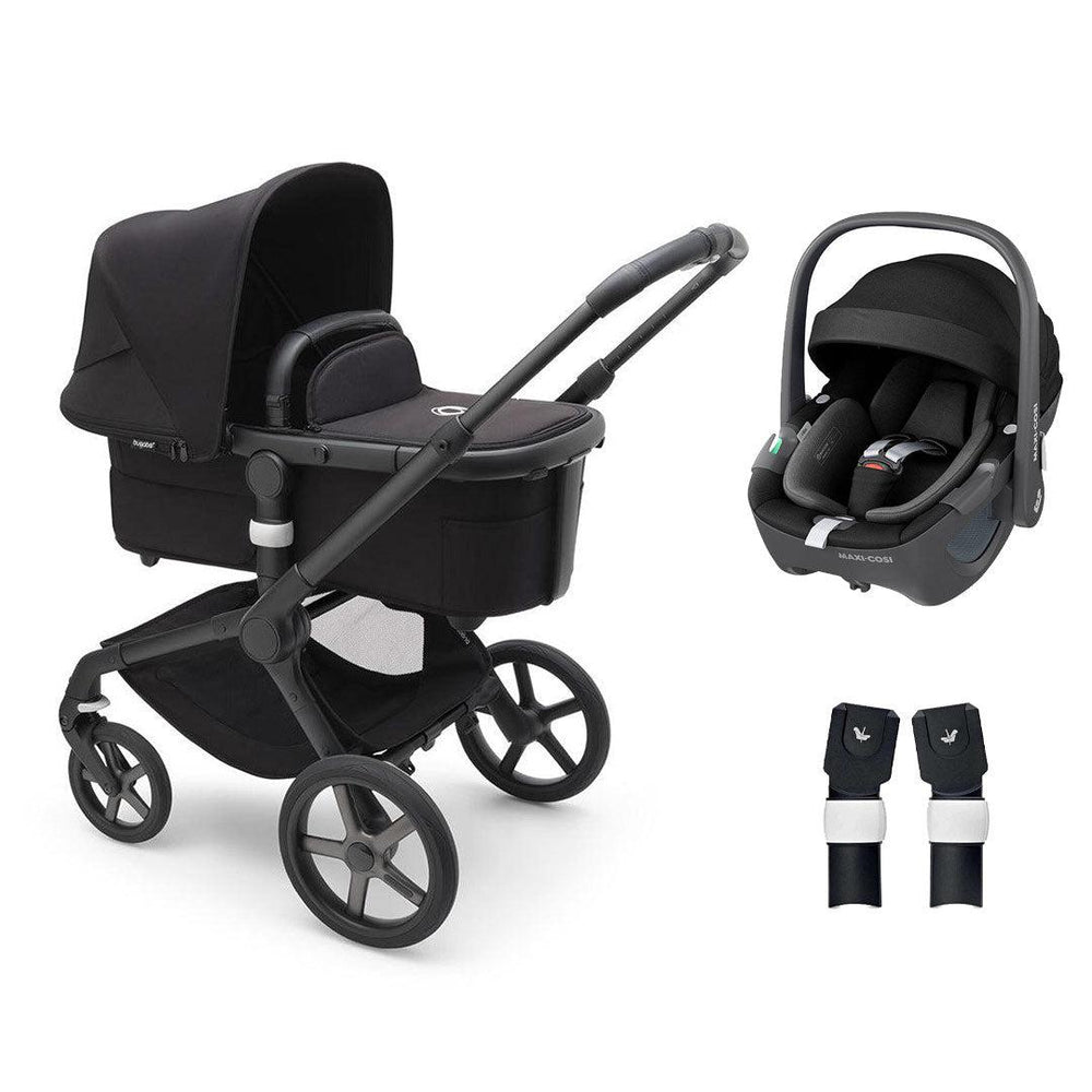 Bugaboo Fox 5 Complete Pushchair + Pebble 360/360 Pro Travel System - Midnight Black-Travel Systems-Pebble 360 i-Size Car Seat-No Base | Natural Baby Shower