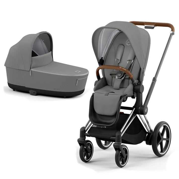 CYBEX e-Priam Pushchair - Conscious Collection - Pearl Grey (2022)-Stroller Bundles-Chrome Brown-Lux | Natural Baby Shower