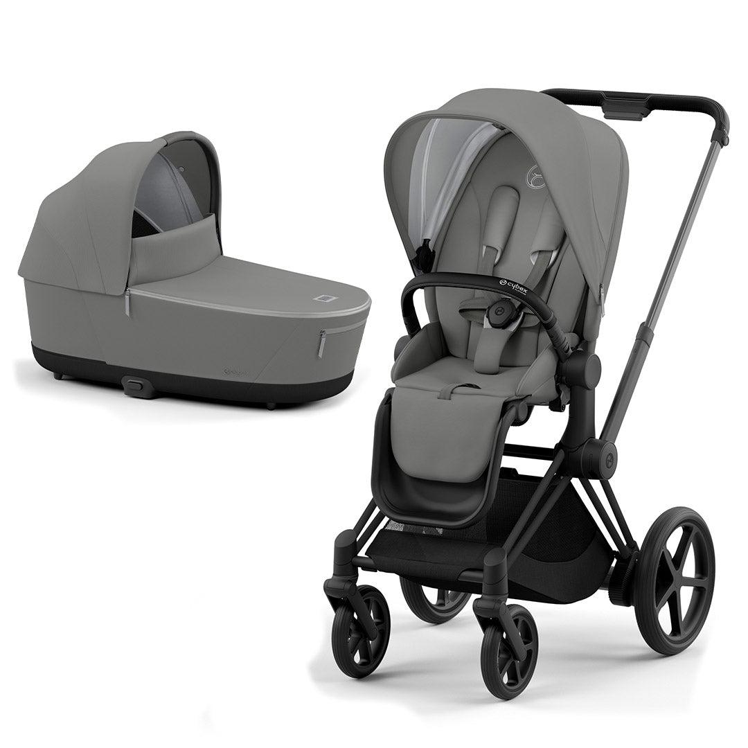 CYBEX e-Priam Pushchair - Conscious Collection - Pearl Grey (2022)-Stroller Bundles-Matt Black-Lux | Natural Baby Shower