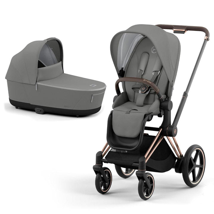 CYBEX e-Priam Pushchair - Conscious Collection - Pearl Grey (2022)-Stroller Bundles-Rose Gold-Lux | Natural Baby Shower