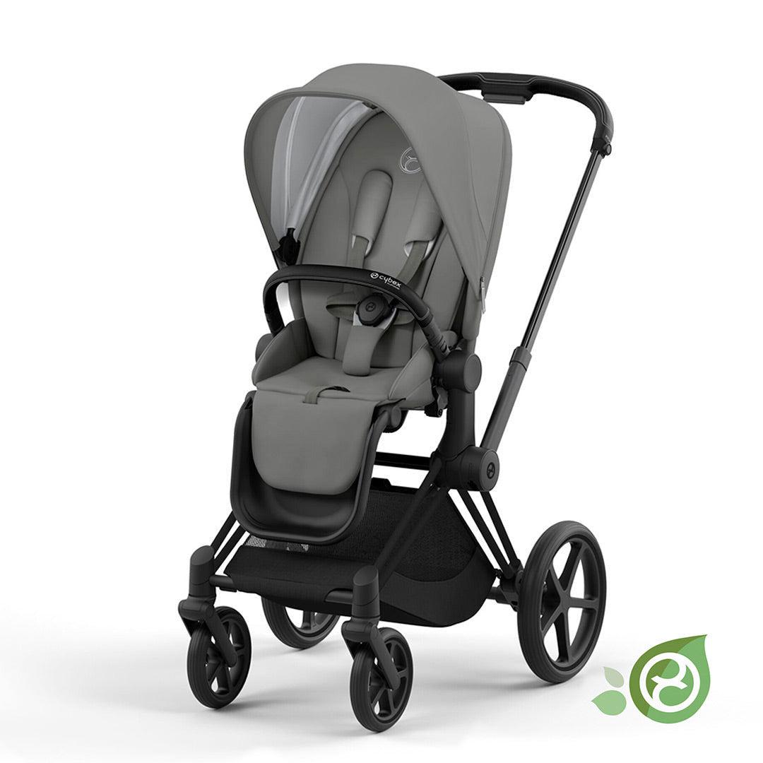 CYBEX Priam Pushchair - Conscious Collection - Pearl Grey (2022)-Stroller Bundles-Matt Black-None | Natural Baby Shower