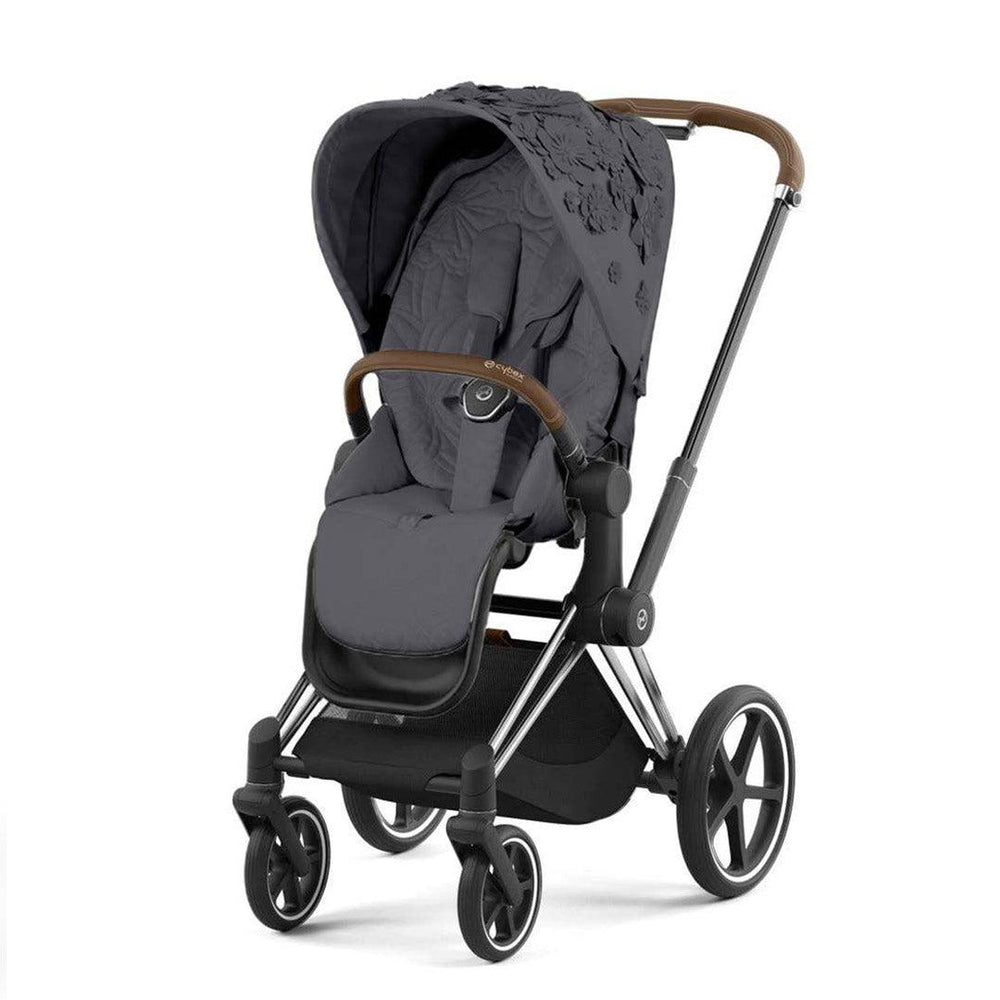 CYBEX Priam Pushchair - Simply Flowers - Dream Grey (2022)-Strollers-Chrome Brown-None | Natural Baby Shower