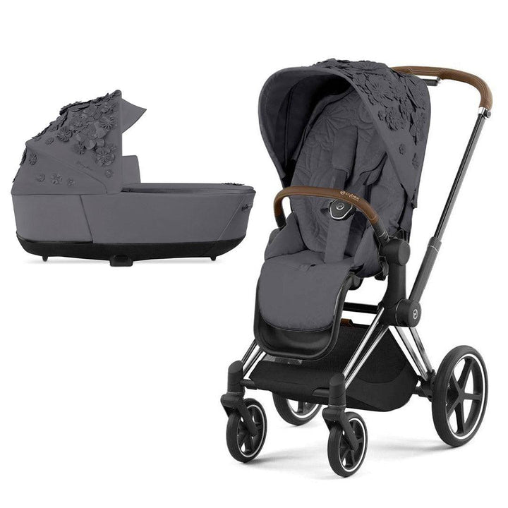 CYBEX Priam Pushchair - Simply Flowers - Dream Grey (2022)-Strollers-Chrome Brown-Lux | Natural Baby Shower