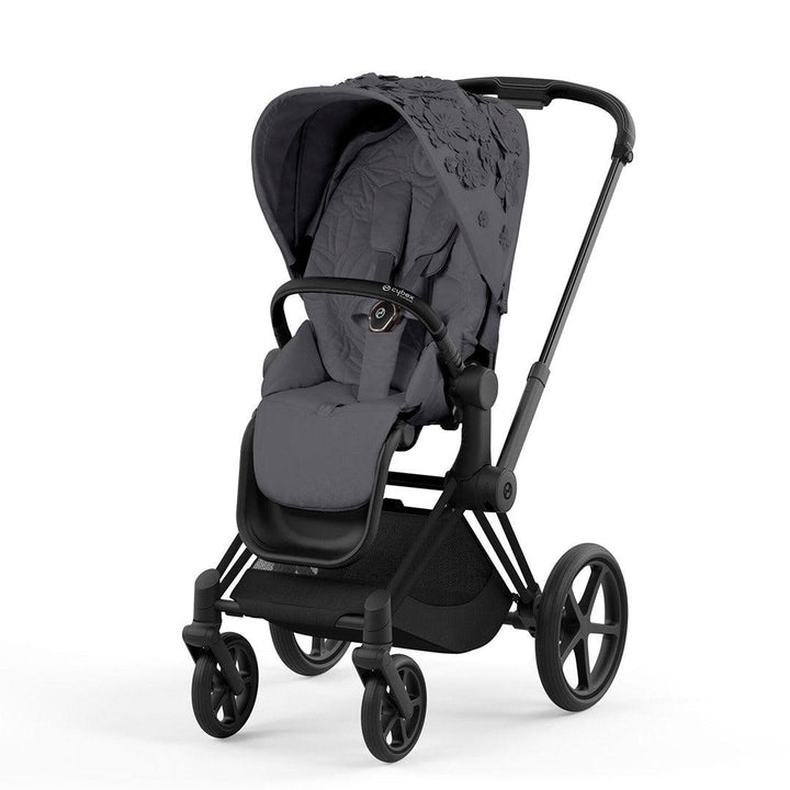 CYBEX Priam Pushchair - Simply Flowers - Dream Grey (2022)-Strollers-Matt Black-None | Natural Baby Shower