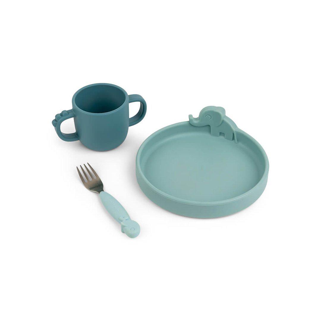 Done by Deer Peekaboo Dinner Set - Deer Friends - Blue-Feeding Sets-Blue- | Natural Baby Shower