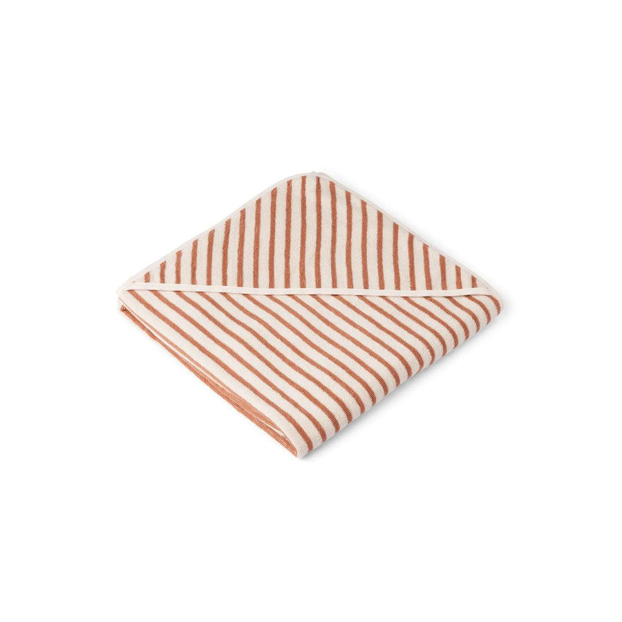 Liewood Louie Hooded Towel - Tuscany Rose/Creme de la Creme - Stripe-Bath Towels-Tuscany Rose/Creme de la Creme-Stripe | Natural Baby Shower