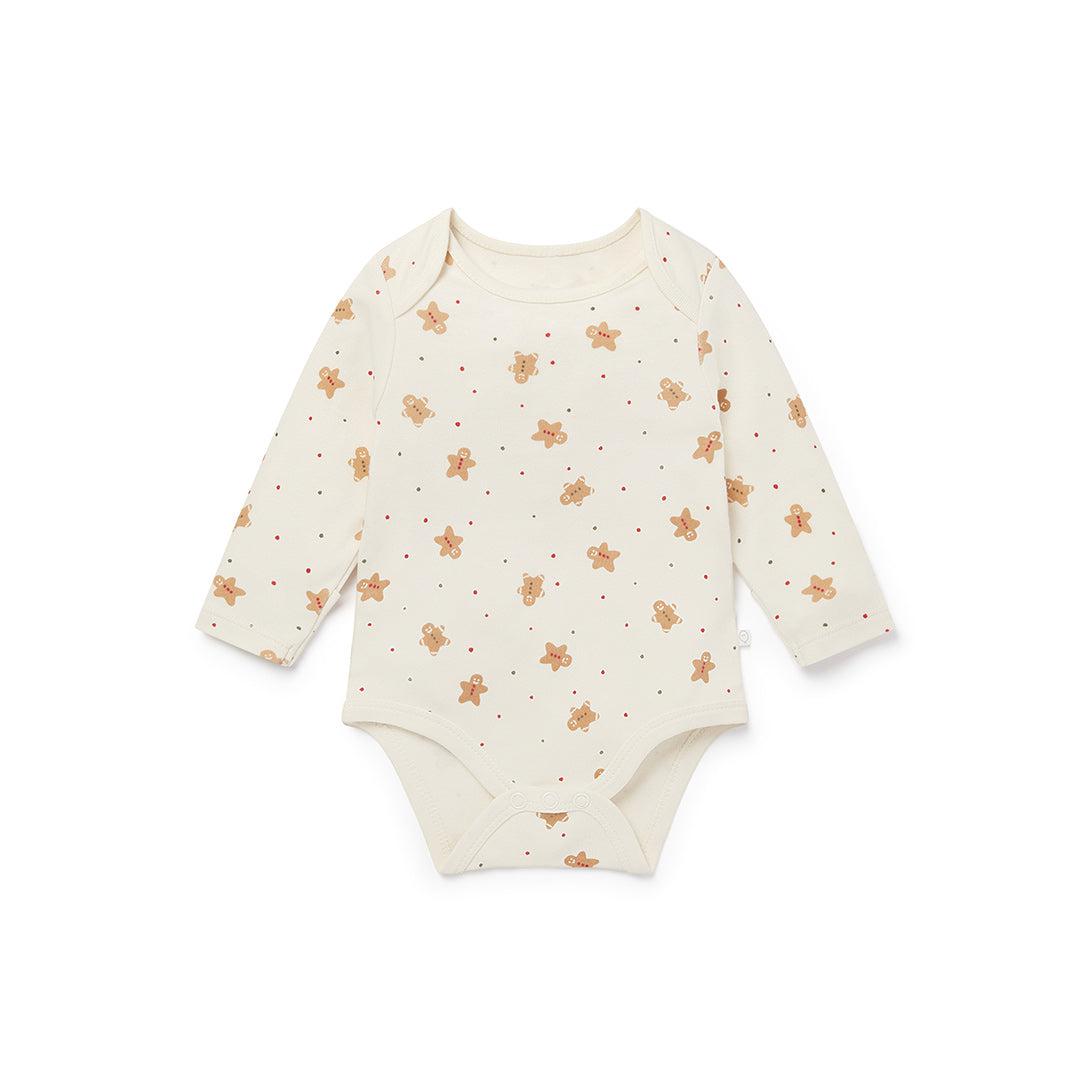 MORI Christmas Long Sleeve Bodysuit - Gingerbread Print-Bodysuits-Gingerbread Print-NB | Natural Baby Shower