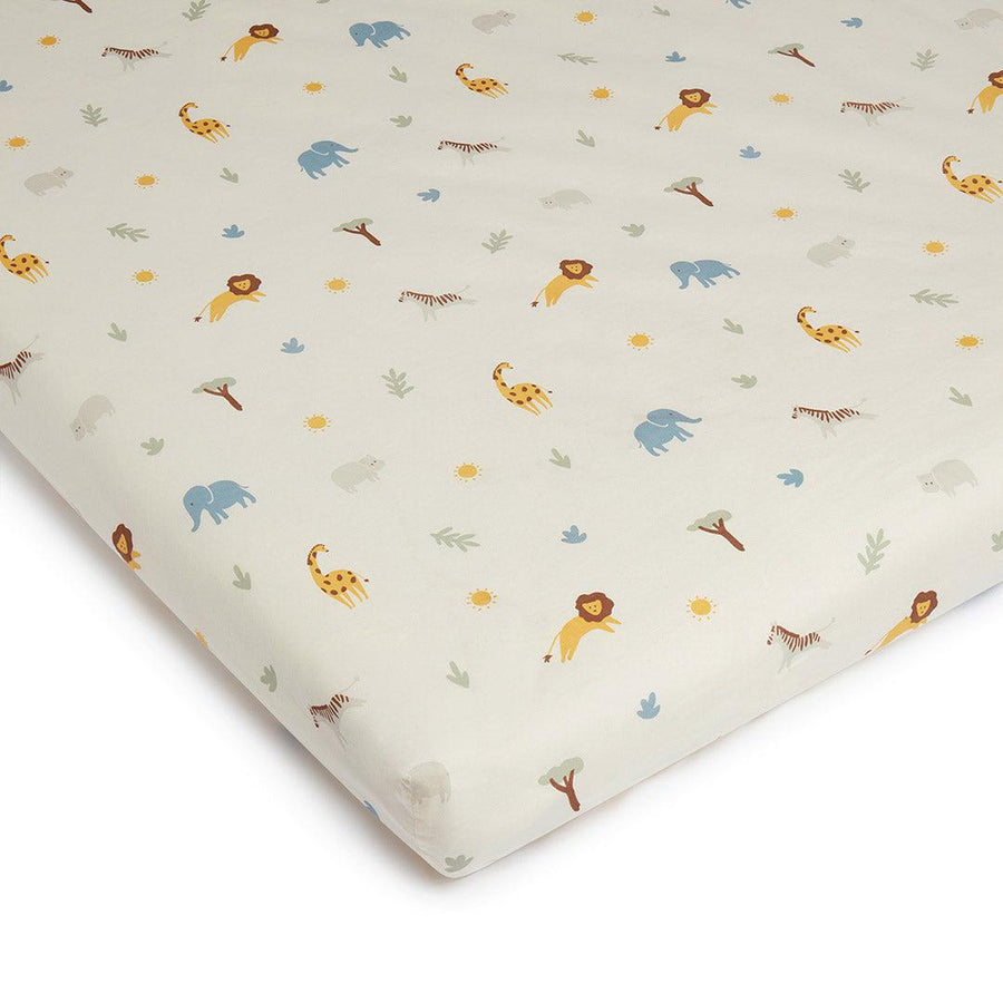 MORI Printed Cot Bed Fitted Sheet - Safari-Sheets- | Natural Baby Shower