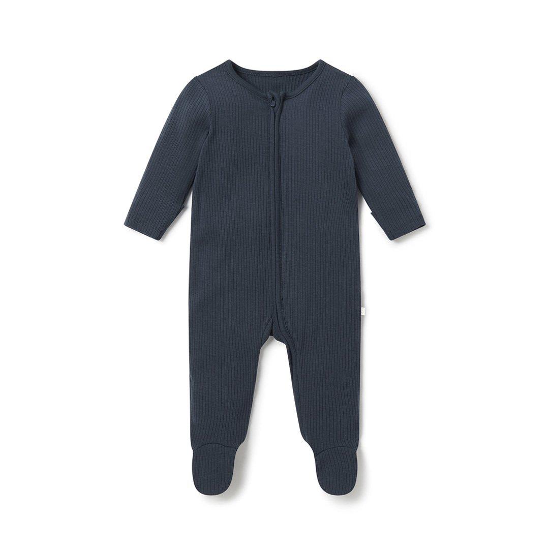 MORI Ribbed Zip-Up Sleepsuit - Navy-Sleepsuits-Navy-NB | Natural Baby Shower